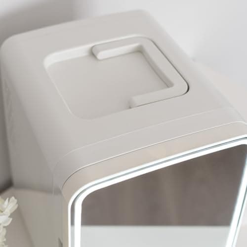 Flamingueo Mini Frigo 10L pour Cosmétique et Soins de la Peau - Portatif avec Miroir et LED - Fonction Chaud et Froid -