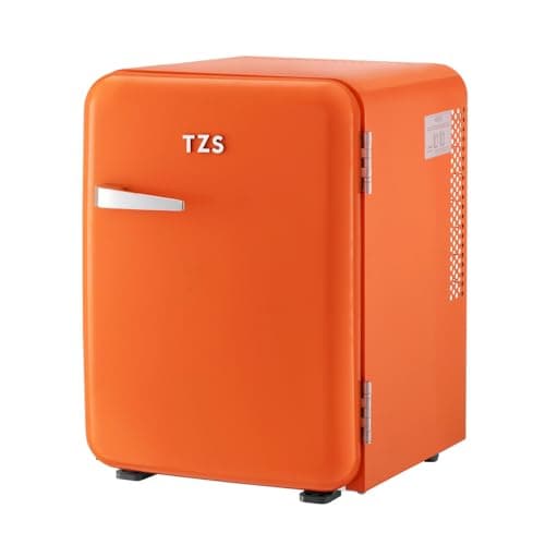 TZS First Austria - Mini Réfrigérateur Rétro Silencieux - Idéal pour Bureau et Chambre - Design Vintage avec Lumière Int — Orange