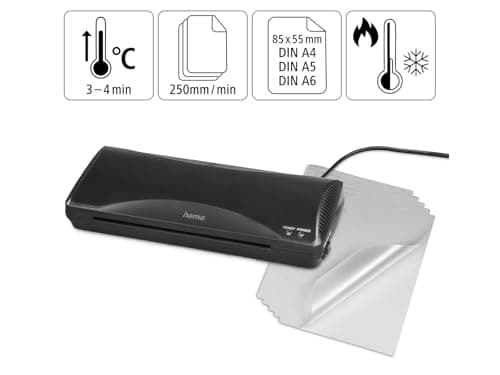 Plastifieuse A4 Chaud/Froid Hama, Machine à plastifier A4, Films de plastification inclus, Noir