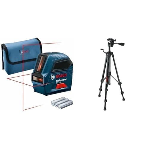 Laser Bosch Professional GLL 2-10 rouge, portée 10 m, 3 piles AA, housse, trépied BT 150, hauteur 55-157 cm, filetage 1/