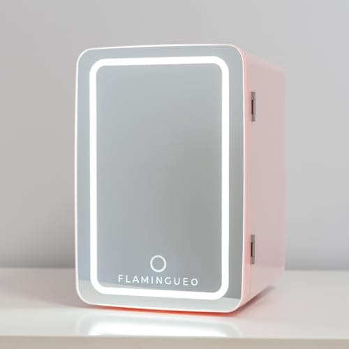 Frigo Flamingueo Mini 6,5L Chaud et Froid pour Cosmétique Chambre 12V/220V LED Miroir