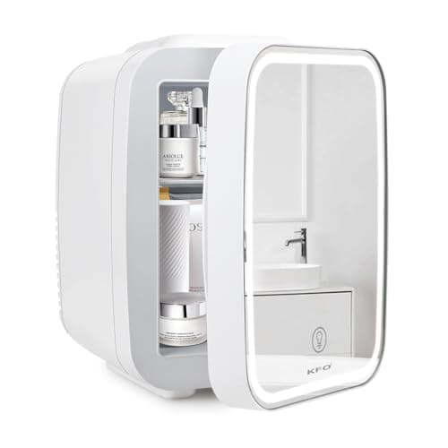 Mini Frigo Cosmétique KFO, capacitée 6L, skintake, make up, silencieux 20dB, température réglable 6°C, make up cold, crè — Blanc