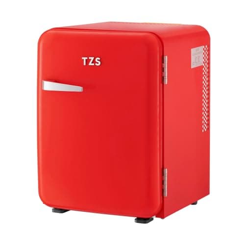 TZS First Austria - Mini Réfrigérateur Rétro Silencieux - Idéal pour Bureau et Chambre - Design Vintage avec Lumière Int — Rouge