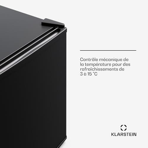 KLARSTEIN Mini Réfrigérateur 44L, Silencieux & Petit, pour Boissons & Snacks, Serrure & Clayettes Réglables