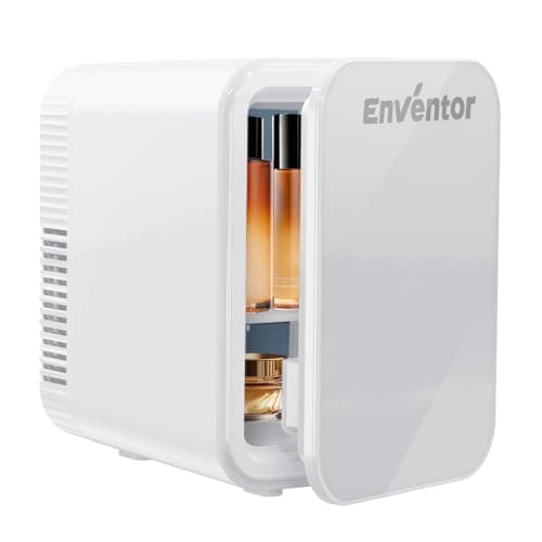 Enventor Mini Frigo de Chambre 10L, Compact Fridge Cosmétique pour Voitures et Chambres, Fonction Refroidissement et Cha — Blanc