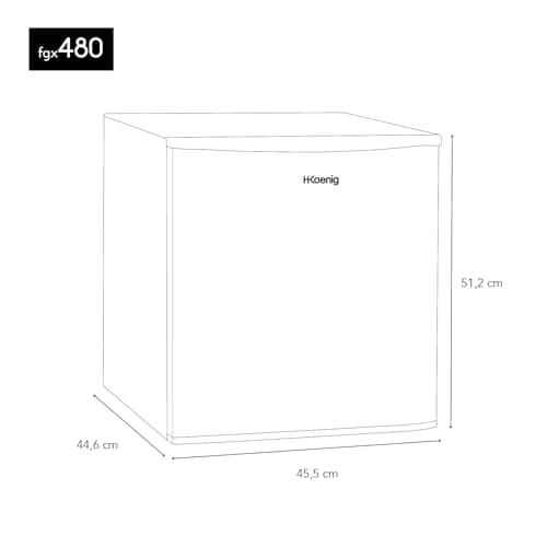 H.Koenig Mini réfrigérateur Frigo FGX480 Blanc, Compact, Silencieux pour Cabinet de Cuisine, Thermostat Réglable et Port