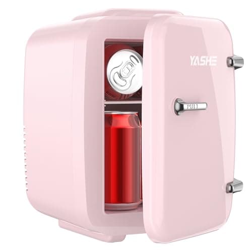 YASHE Mini Frigo de Chambre Thermoélectrique, Idéal pour Bureau et Dortoir, Rose - 4 Litres - Beauté, Nourriture, Boisso