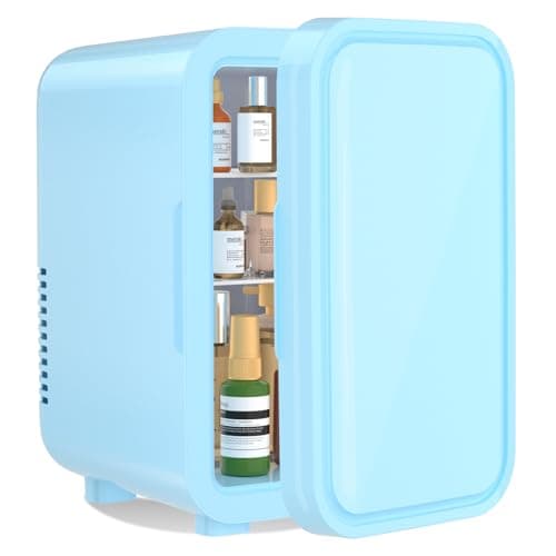 YASHE Mini réfrigérateur, 6 litres/8 canettes, réfrigérateurs thermoélectriques portables, pour bureau, voiture, noir — Bleu