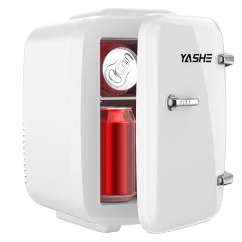 YASHE Mini Frigo de Chambre Thermoélectrique, Idéal pour Bureau et Dortoir, Rose - 4 Litres - Beauté, Nourriture, Boisso — Blanc