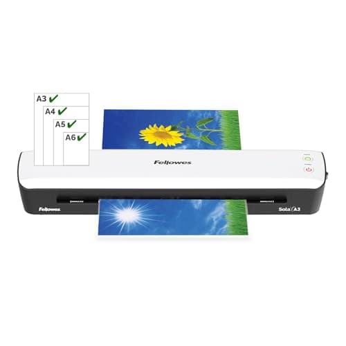 FELLOWES Plastifieuse Sola A3 Blanche, Fonctions Anti-Bourrage et Arrêt Automatique, Temps De Chauffe 4 Minutes - Exclus