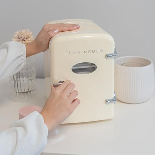 Mini Frigo Flamingueo 12V/220V, Frigo Cosmétique 4L, Idéal pour Voyageurs