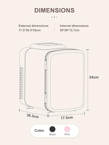 Réfrigérateur Reemix Mini Frigo de Chambre 6L/9 Canettes, Petit Frigo Portable 240V/12V, Fonction Silencieuse, Chaud et