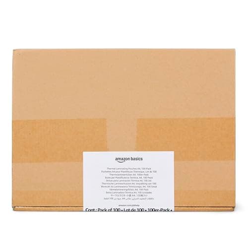 Pochettes à plastifier Amazon Basics thermiques, A4, lot de 100 pièces, Transparent pour documents professionnels