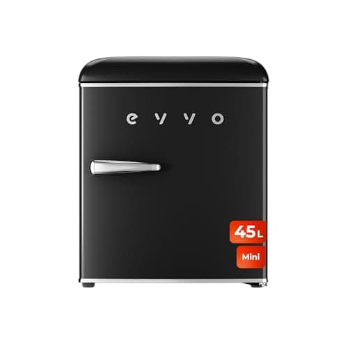 ÉVVO Mini Réfrigérateur Rétro Silencieux Économie D'énergie 45L Noir