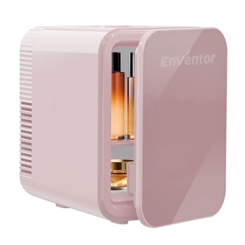 Enventor Mini Frigo de Chambre 10L, Compact Fridge Cosmétique pour Voitures et Chambres, Fonction Refroidissement et Cha — Rose