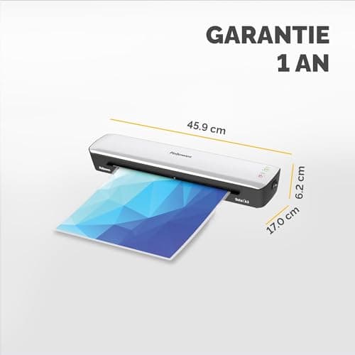FELLOWES Plastifieuse Sola A3 Blanche, Fonctions Anti-Bourrage et Arrêt Automatique, Temps De Chauffe 4 Minutes - Exclus