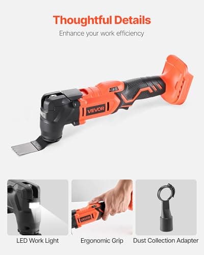 Outil multifonction VEVOR oscillant sans fil 20V pour professionnels en atelier et maison, 6 vitesses variables, angle o