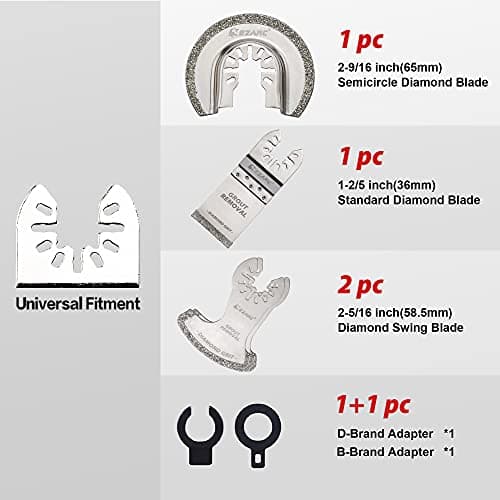 EZARC lame oscillante diamantée, précises et durables pour enlever le mortier de joint, adaptées aux professionnels, pac