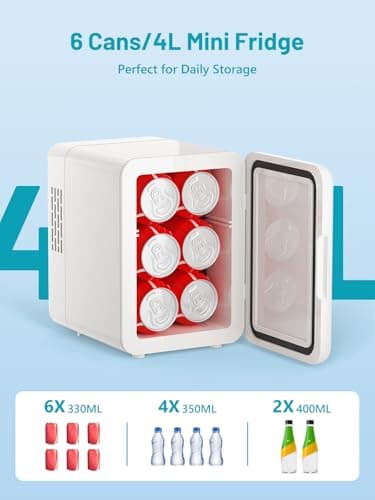 Réfrigérateur Portable VINATO Mini 4L, Idéal pour Voyage et Bureau, Réfrigération et Chauffage, Cadeau Original