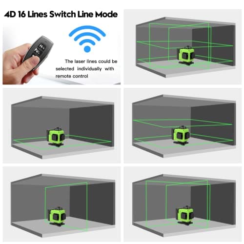 Niveau Laser 360°x 4 Autonivelant - Chantier à Ligne Croisée Verticale et Horizontale 3D - IP54