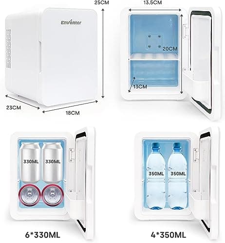 Enventor Mini Frigo Portable pour Voyage et Camping, Refroidisseur et Chauffeur de Boissons, 4 Litres, Blanc