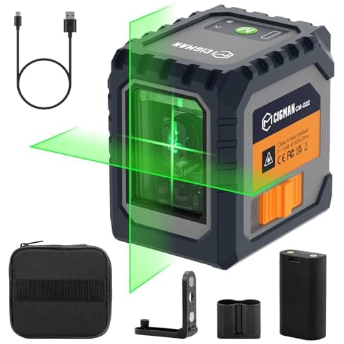 CIGMAN Niveau laser vert, auto-nivelant, batteries rechargeables intégrées, fonction bouton de contrôle, usage en constr