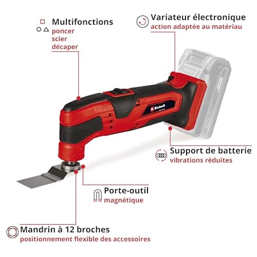 Einhell outil multifonction sans fil TC-MG 18 Li Solo Power X-Change pour professionnel au travail ou DIY