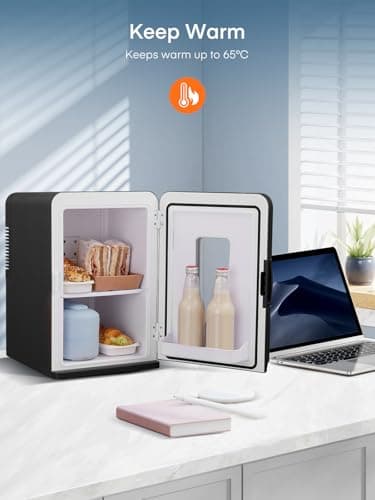 FOHERE Mini Frigo 240V/12V, Petit Frigo Portable Silence, Chaud et Froid Cosmétique Noir