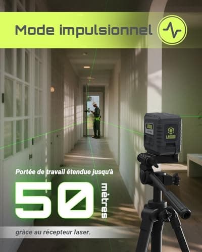 LASGOO Mini niveau laser vert automatique, conception compacte idéale pour les travaux de construction et d'installation