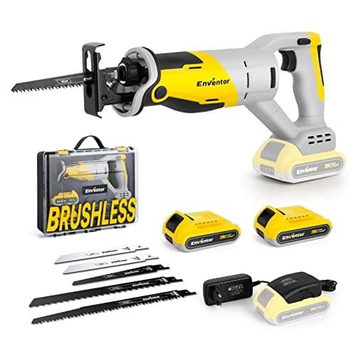 Scie Sabre Sans Fil Enventor 20V 2,0Ah, Idéal pour Couper Bois, Métal et PVC Batterie et Chargeur Inclus — Scie Sabre 97713