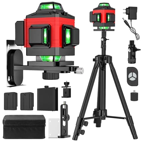Niveau Laser Autonivelant Lazer Niveaux Vert 4 x 360° IP54 Waterproof (2 x 2600 mAh Batteries) Bosch Telecommande Trépie — B+avec Trépied