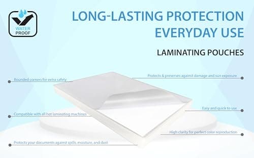Jansen - Pochettes de plastification brillantes A4, 75/80 microns, Pack de 100 - Idéales pour l'imprimerie profesionnell
