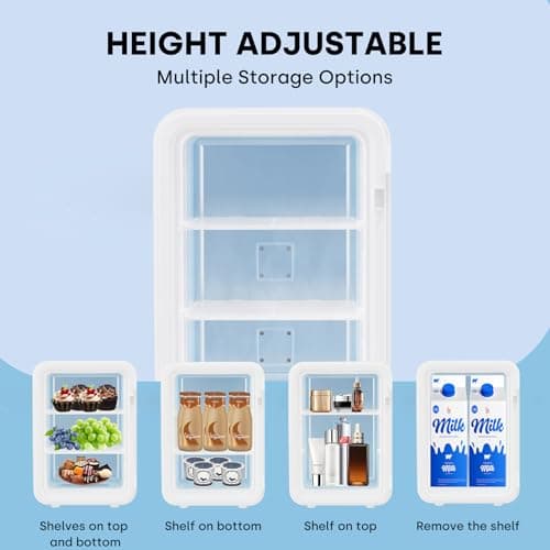 Enventor Mini Frigo de Chambre 10L, Compact Fridge Cosmétique pour Voitures et Chambres, Fonction Refroidissement et Cha