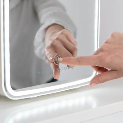 Flamingueo Mini Frigo 10L pour Cosmétique et Soins de la Peau - Portatif avec Miroir et LED - Fonction Chaud et Froid -