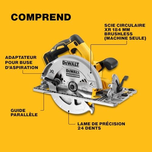Scie circulaire DEWALT 18V Brushless DCS572NT-XJ – sans fil, 58mm de coupe, LED & coffret TSTAK
