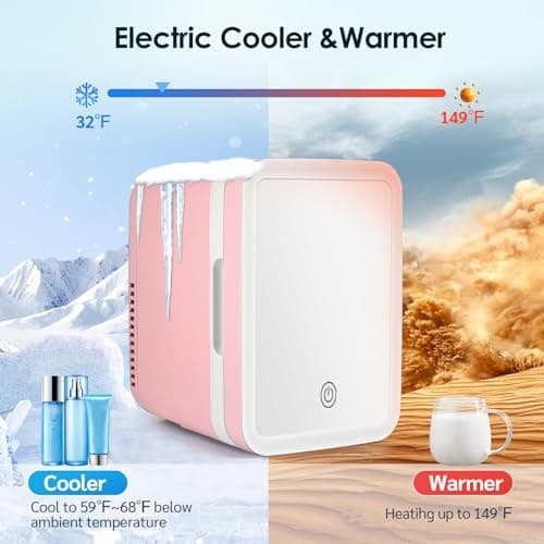 Mini Frigo pour Chambre, Petit Fr-igo Cosmetique avec Miroir LED, Frigo Voiture Thermoelectrique