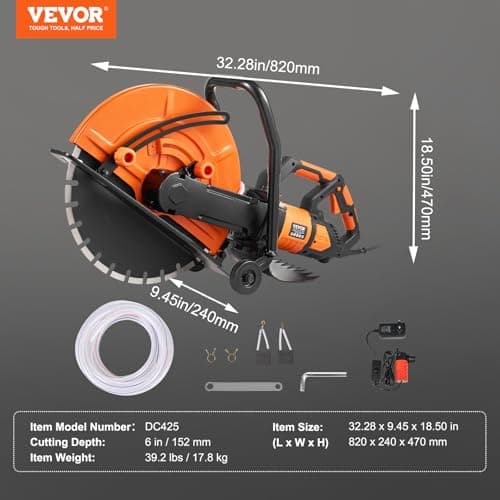 VEVOR Scie à béton électrique 2800 W, profondeur de coupe 152 mm, pour la pierre et la brique