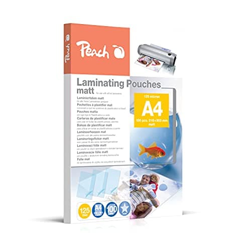 Pochettes de plastification Peach A4 125 microns 100 pièces Mat Inscriptible Qualité supérieure pour meilleurs résultats