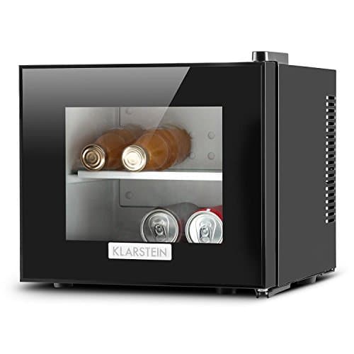 KLARSTEIN Mini Frigorifique Compact Noir pour Boissons et Fromages 10 L Classe B - Température 12-18 °C, Porte en Verre