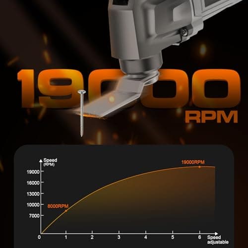 Outil Multifonction Sans Fil 20V Top Selling, Scie Oscillante 8000-19000 RPM, 6 Vitesses Variables et Angle d'Oscillatio