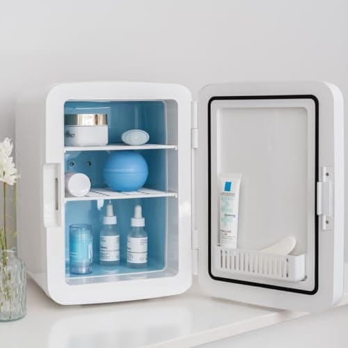 Flamingueo Mini Frigo 10L - Mini Frigo de Chambre, 12V/220V, Fonction Chaud et Froid