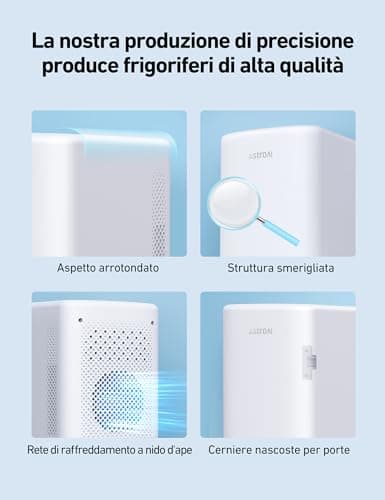 Réfrigérateur Voiture AstroAI Mini 6L Blanc, Cadeau pour Femme et Homme, Fonction Chaud et Frais, 8 Canettes 330ml 12V/2