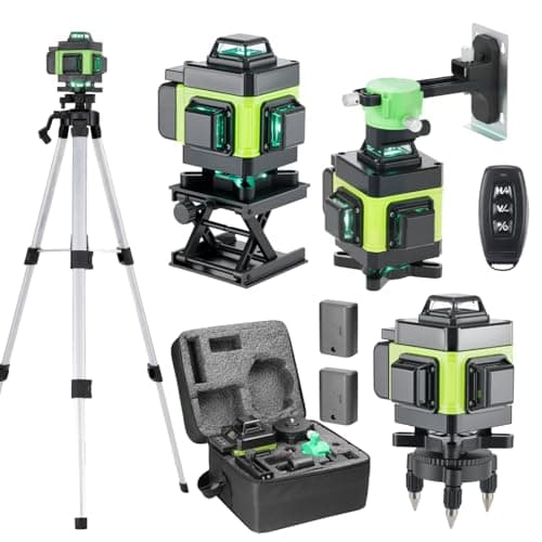 Laser Chantier Autonivelant 4d 16 Lignes Niveau Laser 360° Mode Impulsion Étanchéité IP54 pour Construction Télécommande — Vert