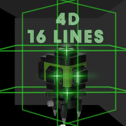 Niveau Laser 4D 16 Lignes Autonivelant Niveau Laser Vertical Horizontal Batteries Rechargeables 2600mAh (A)