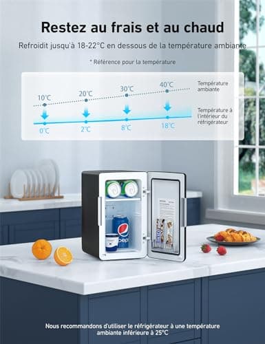 Réfrigérateur portable AstroAI Mini 6L pour voiture, 12V/220V, femme/homme, fonction chaud/froid (Gris)