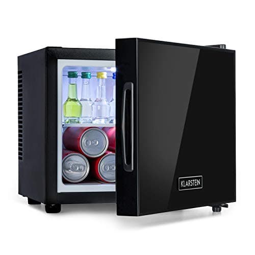KLARSTEIN Mini Frigorifique Compact Noir pour Boissons et Fromages 10 L Classe B - Température 12-18 °C, Porte en Verre — Noir