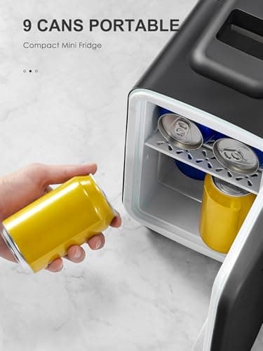 Réfrigérateur Reemix Mini Frigo de Chambre 6L/9 Canettes, Petit Frigo Portable 240V/12V, Fonction Silencieuse, Chaud et