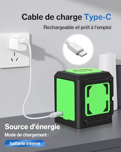 Niveau laser Lytool 1,2m vert rechargeable USB-C 3 niveaux luminosité