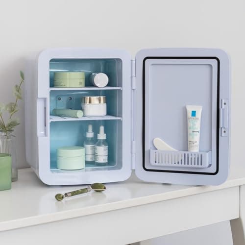 Flamingueo Mini Frigo 10L - Refrigérant de Salle pour Cosmétique et Soins de Peau, Fonction Chaud et Froid, 12V/220V