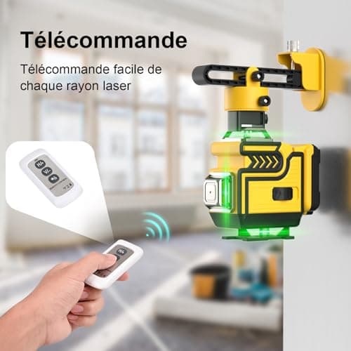 Laser Level Niveau Laser avec Trepied 4D 16 Lignes Vert Rotatif 4 x 360° Multifonctionnel Autonivelant en Croix 1.6 M Tr